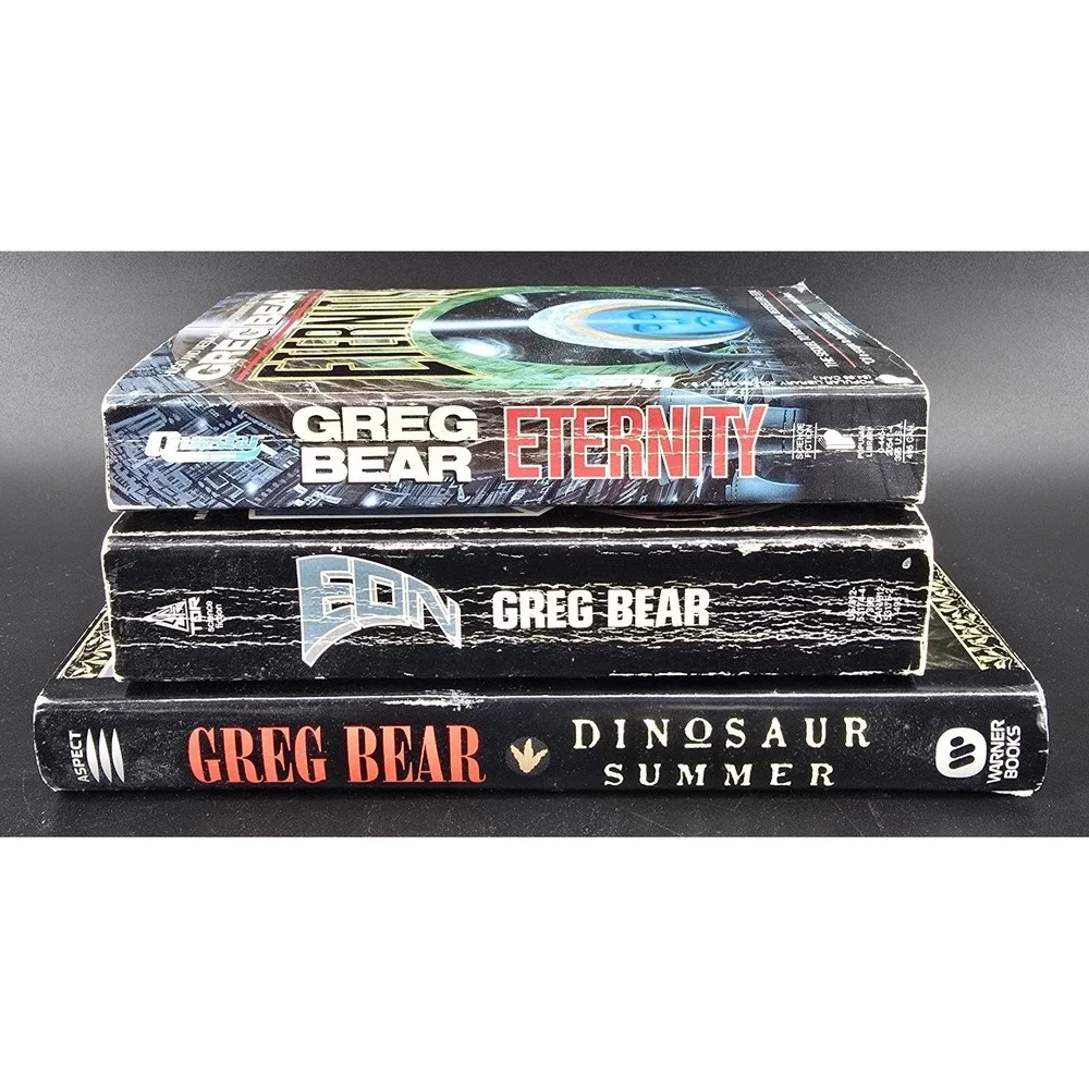 3 Vtg Greg Bear Novels Eon & Eternity‎ (2 PB Books) & Dinosaur Summer HC Sci Fi